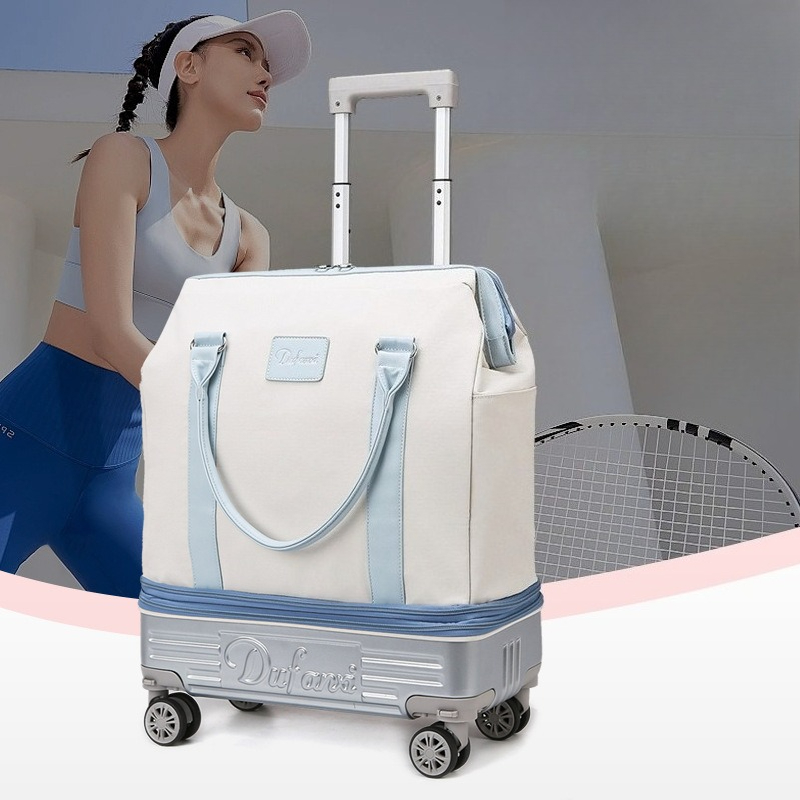 Foldable Rolling Luggage Bag - กระเป๋าเดินทางแบบมีล้อพร้อมด้ามจับแบบยืดหดได้ พับเก็บได้ น้ำหนักเบา กระเป๋าถือขนาดใหญ่ ความจุมาก กระเป๋าเดินทางแบบมีล้อพร้อมเป้สะพายหลัง