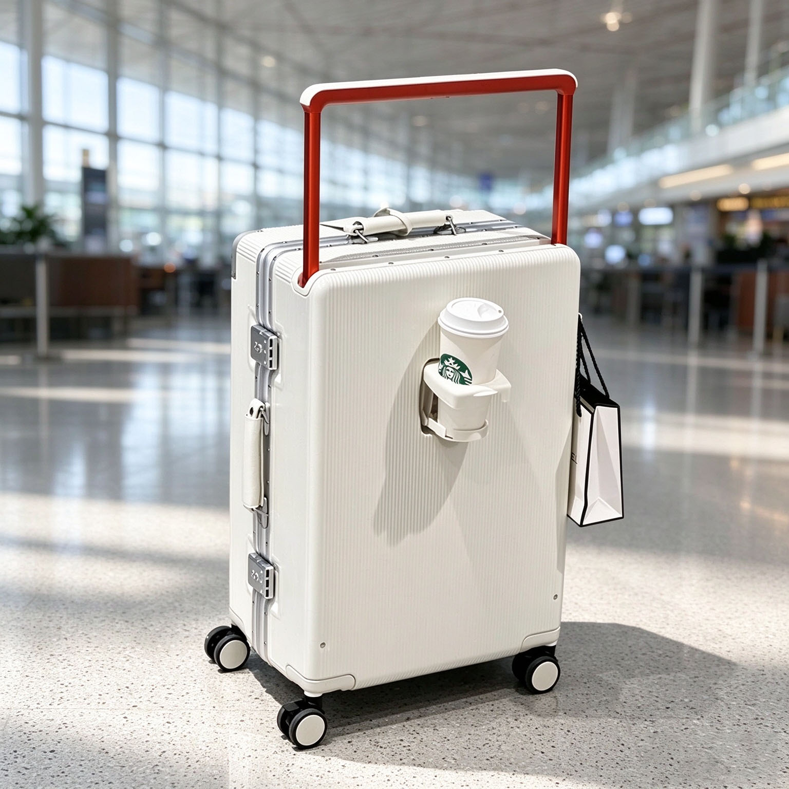 Aluminum Frame Carry On Luggage - กระเป๋าเดินทางดีไซน์หรู โครงอะลูมิเนียม PC พร้อมมือจับแบบกว้าง ทนทานต่อรอยขีดข่วน ความจุขนาดใหญ่