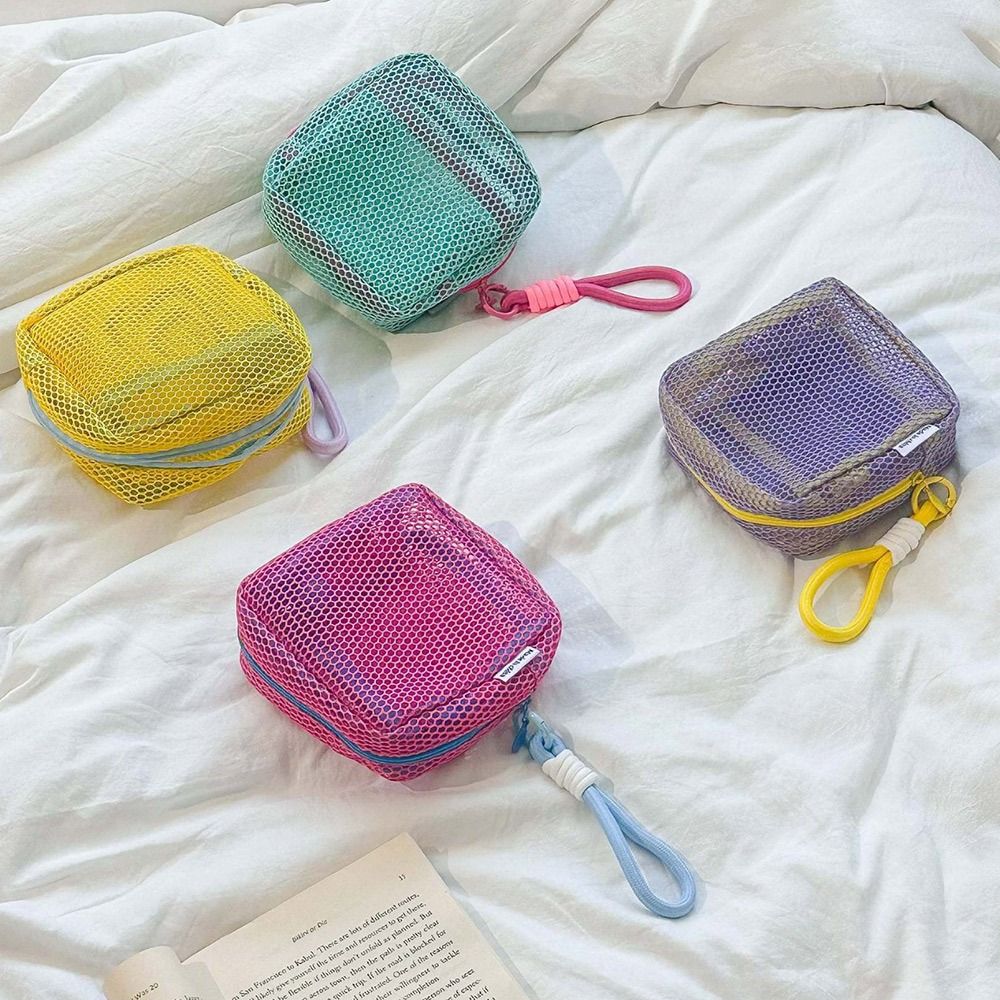 Cosmetic Bags - กระเป๋าเก็บของแฟชั่นสีโดปามีน ความจุขนาดใหญ่ มีหูหิ้ว กระเป๋าเครื่องสำอาง กระเป๋าใส่เหรียญ