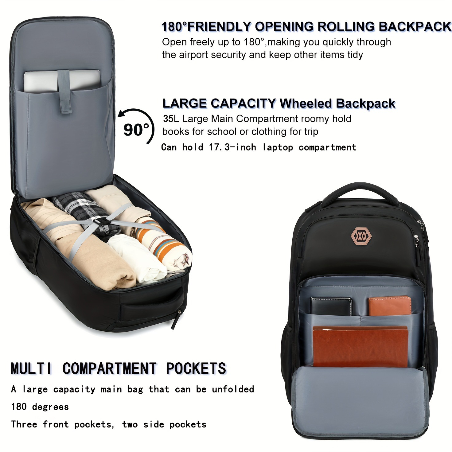 กระเป๋าเป้สะพายหลังแบบมีล้อ ขน - Foldable Rolling Luggage Bag บทวิจารณ์และราคา